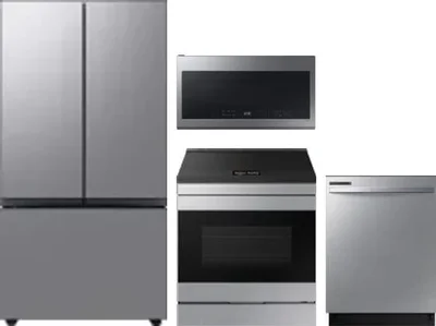 4 Piece Package Includes Refrigerator, Range, Microwave And Dishwasher