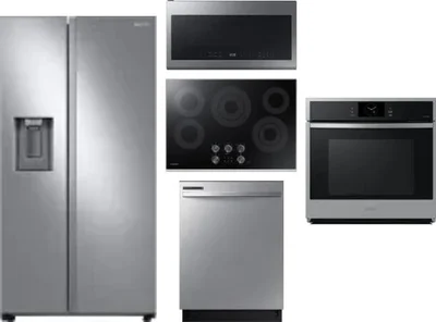 5 Piece Package Includes Refrigerator, Cooktop, Wall Oven, Microwave And Dishwasher