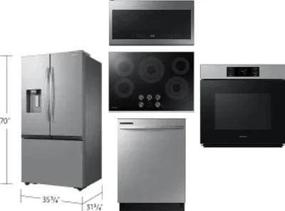 5 Piece Package Includes Refrigerator, Cooktop, Wall Oven, Microwave And Dishwasher
