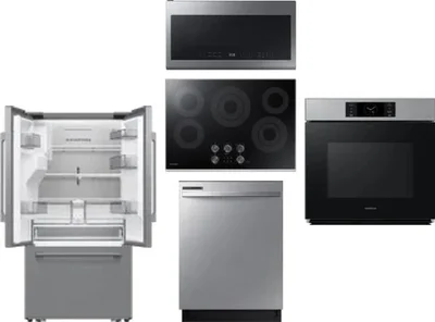 5 Piece Package Includes Refrigerator, Cooktop, Wall Oven, Microwave And Dishwasher