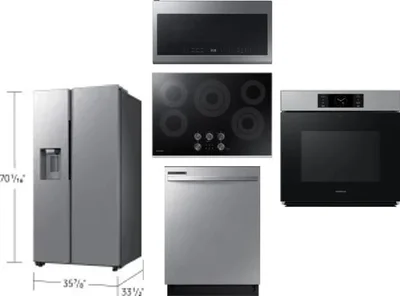5 Piece Package Includes Refrigerator, Cooktop, Wall Oven, Microwave And Dishwasher