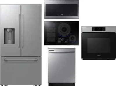 5 Piece Package Includes Refrigerator, Cooktop, Wall Oven, Microwave And Dishwasher