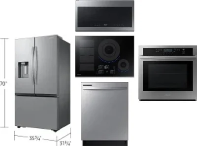 5 Piece Package Includes Refrigerator, Cooktop, Wall Oven, Microwave And Dishwasher