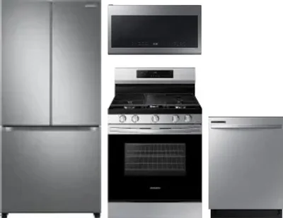 4 Piece Package Includes Refrigerator, Range, Microwave And Dishwasher