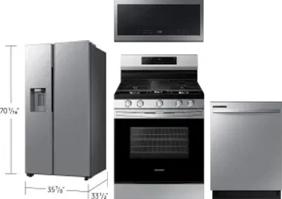 4 Piece Package Includes Refrigerator, Range, Microwave And Dishwasher