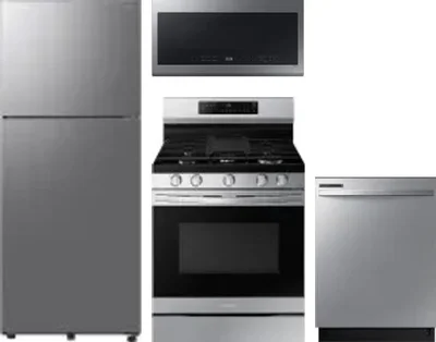 4 Piece Package Includes Refrigerator, Range, Microwave And Dishwasher