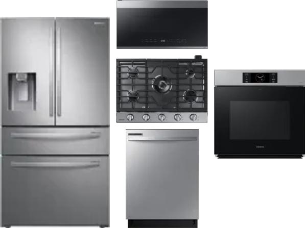 5 Piece Package Includes Refrigerator, Cooktop, Wall Oven, Microwave And Dishwasher