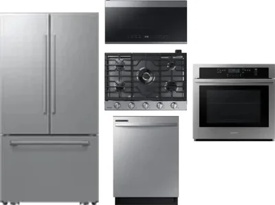 5 Piece Package Includes Refrigerator, Cooktop, Wall Oven, Microwave And Dishwasher