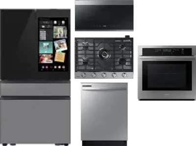 5 Piece Package Includes Refrigerator, Cooktop, Wall Oven, Microwave And Dishwasher