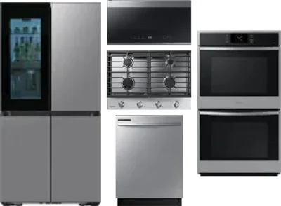5 Piece Package Includes Refrigerator, Cooktop, Wall Oven, Microwave And Dishwasher