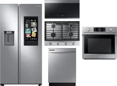 5 Piece Package Includes Refrigerator, Cooktop, Wall Oven, Microwave And Dishwasher