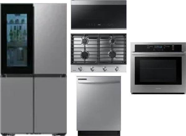5 Piece Package Includes Refrigerator, Cooktop, Wall Oven, Microwave And Dishwasher