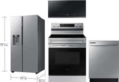 4 Piece Package Includes Refrigerator, Range, Microwave And Dishwasher