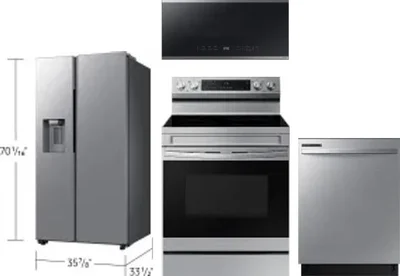 4 Piece Package Includes Refrigerator, Range, Microwave And Dishwasher