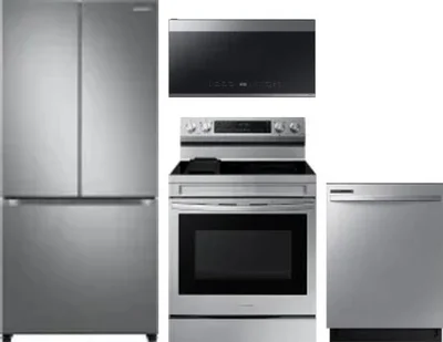 4 Piece Package Includes Refrigerator, Range, Microwave And Dishwasher