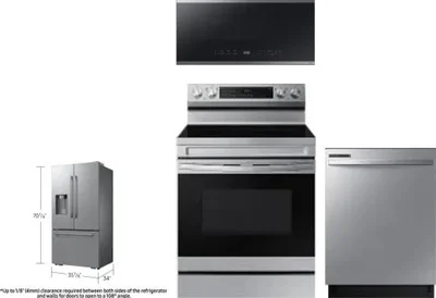 4 Piece Package Includes Refrigerator, Range, Microwave And Dishwasher