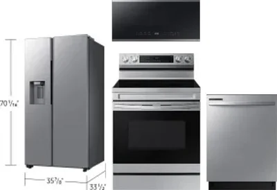 4 Piece Package Includes Refrigerator, Range, Microwave And Dishwasher