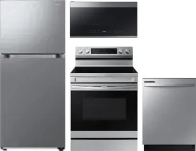 4 Piece Package Includes Refrigerator, Range, Microwave And Dishwasher
