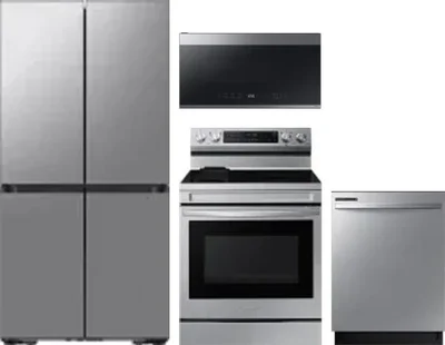 4 Piece Package Includes Refrigerator, Range, Microwave And Dishwasher