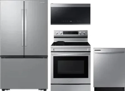 4 Piece Package Includes Refrigerator, Range, Microwave And Dishwasher