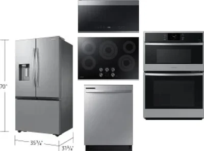 5 Piece Package Includes Refrigerator, Cooktop, Wall Oven, Microwave And Dishwasher