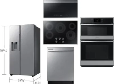 5 Piece Package Includes Refrigerator, Cooktop, Wall Oven, Microwave And Dishwasher