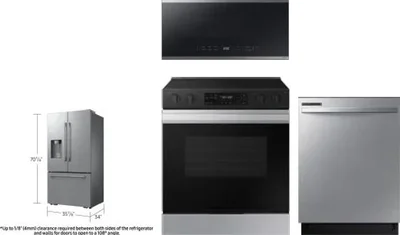 4 Piece Package Includes Refrigerator, Range, Microwave And Dishwasher
