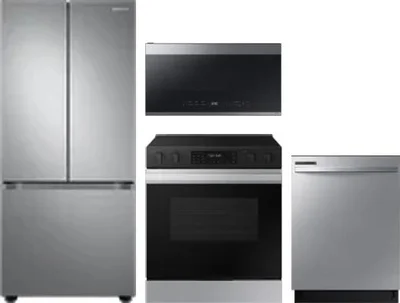 4 Piece Package Includes Refrigerator, Range, Microwave And Dishwasher