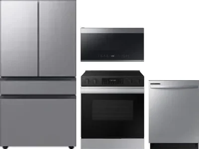 4 Piece Package Includes Refrigerator, Range, Microwave And Dishwasher