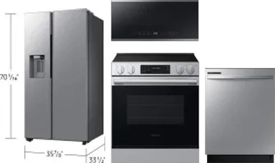 4 Piece Package Includes Refrigerator, Range, Microwave And Dishwasher