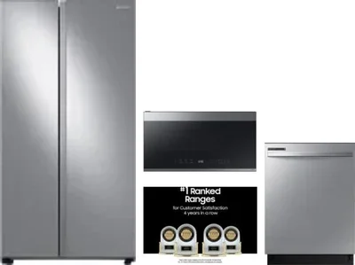 4 Piece Package Includes Refrigerator, Range, Microwave And Dishwasher