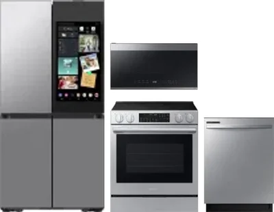 4 Piece Package Includes Refrigerator, Range, Microwave And Dishwasher