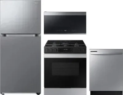 4 Piece Package Includes Refrigerator, Range, Microwave And Dishwasher