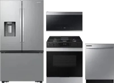 4 Piece Package Includes Refrigerator, Range, Microwave And Dishwasher