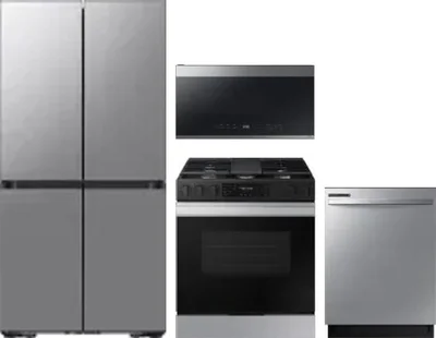 4 Piece Package Includes Refrigerator, Range, Microwave And Dishwasher