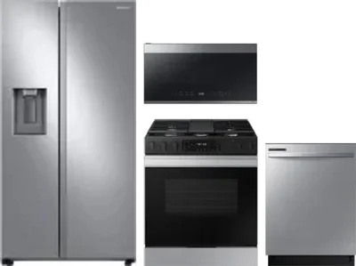 4 Piece Package Includes Refrigerator, Range, Microwave And Dishwasher