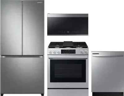 4 Piece Package Includes Refrigerator, Range, Microwave And Dishwasher