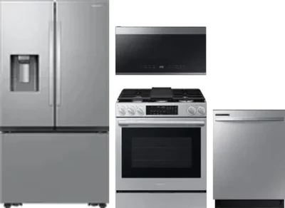 4 Piece Package Includes Refrigerator, Range, Microwave And Dishwasher