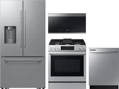 4 Piece Package Includes Refrigerator, Range, Microwave And Dishwasher