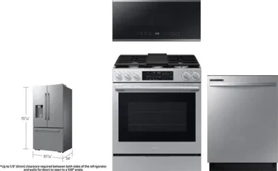 4 Piece Package Includes Refrigerator, Range, Microwave And Dishwasher