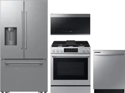 4 Piece Package Includes Refrigerator, Range, Microwave And Dishwasher