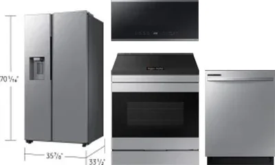 4 Piece Package Includes Refrigerator, Range, Microwave And Dishwasher