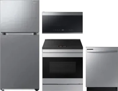 4 Piece Package Includes Refrigerator, Range, Microwave And Dishwasher