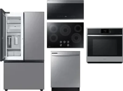5 Piece Package Includes Refrigerator, Cooktop, Wall Oven, Microwave And Dishwasher