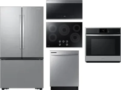 5 Piece Package Includes Refrigerator, Cooktop, Wall Oven, Microwave And Dishwasher