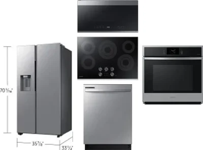 5 Piece Package Includes Refrigerator, Cooktop, Wall Oven, Microwave And Dishwasher