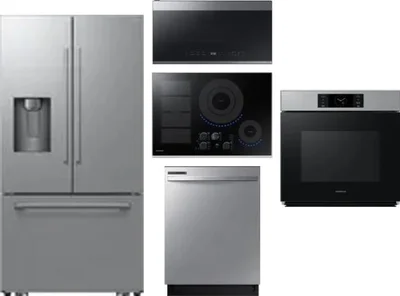 5 Piece Package Includes Refrigerator, Cooktop, Wall Oven, Microwave And Dishwasher