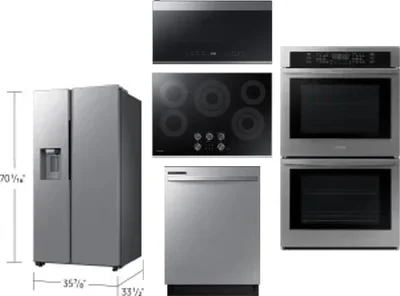 5 Piece Package Includes Refrigerator, Cooktop, Wall Oven, Microwave And Dishwasher