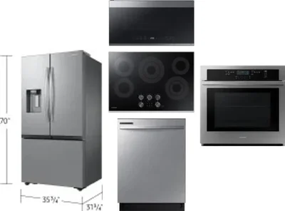 5 Piece Package Includes Refrigerator, Cooktop, Wall Oven, Microwave And Dishwasher