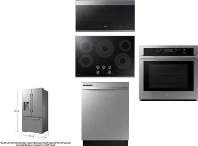 5 Piece Package Includes Refrigerator, Cooktop, Wall Oven, Microwave And Dishwasher